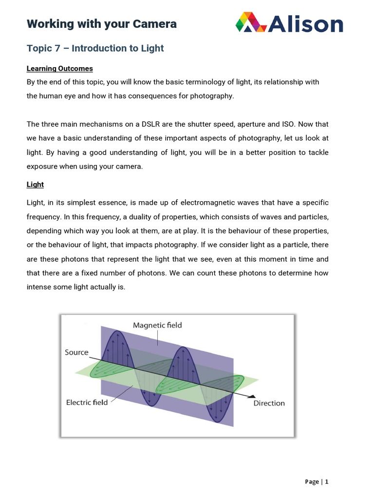 Working With Your Camera: Topic 7 - Introduction To Light | PDF | Color ...