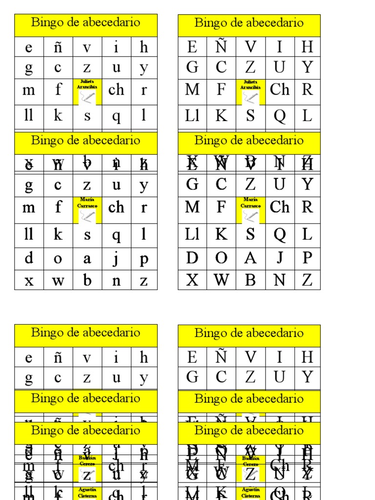 Bingo De Abecedario Docx Manoescrita