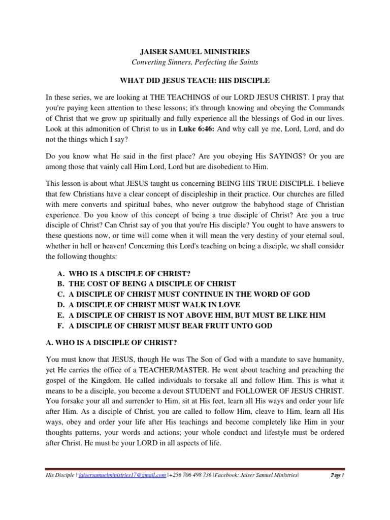 Understanding True Discipleship in Christ | PDF | Disciple ...