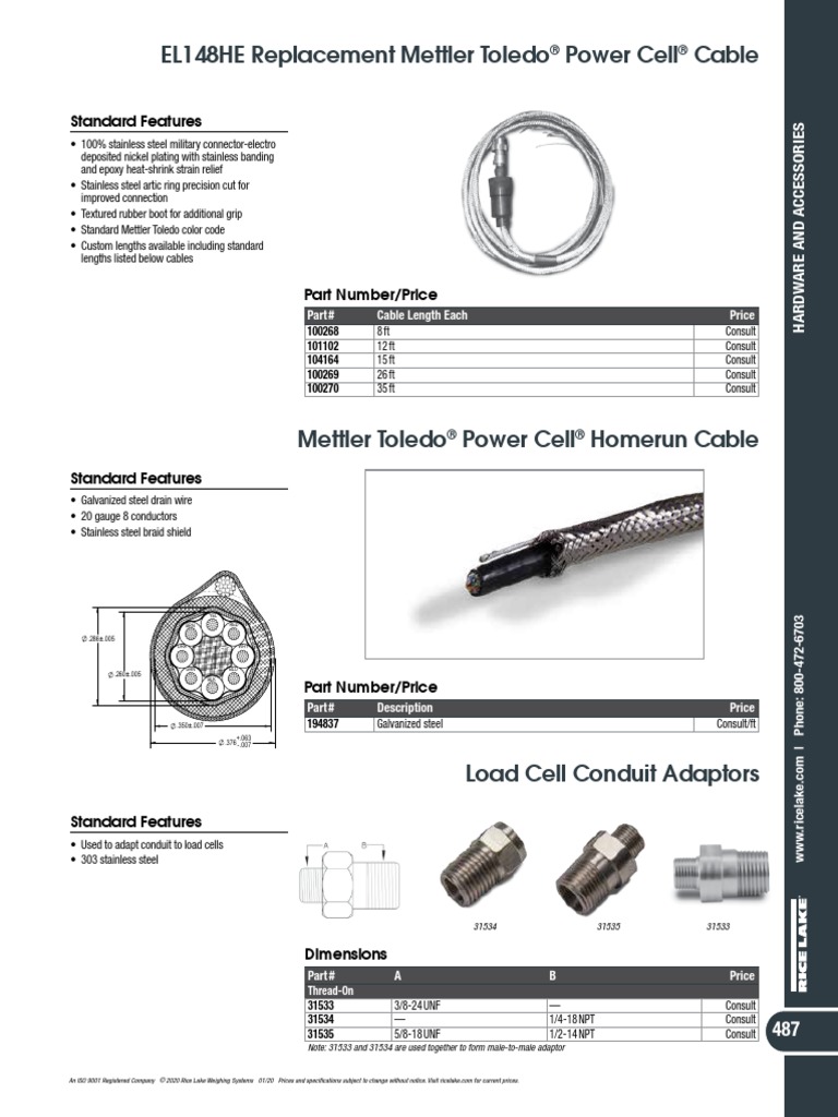 パワー 2020 El148he Replacement Mettler Toledo Power Cell Cable