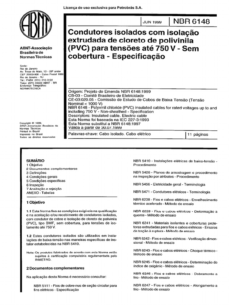 ABNT NBR 9375 NBR9375 Cabos de potência com isolação sólida