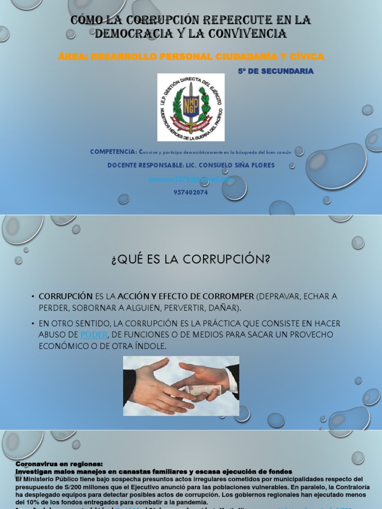 ..DPCC CÓMO LA CORRUPCIÓN REPERCUTE EN LA DEMOCRACIA 5to PDF | PDF ...