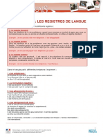 Memo Lexical - Les Registres de Langue - Fiche Etudiant - Niveaux b1-b2