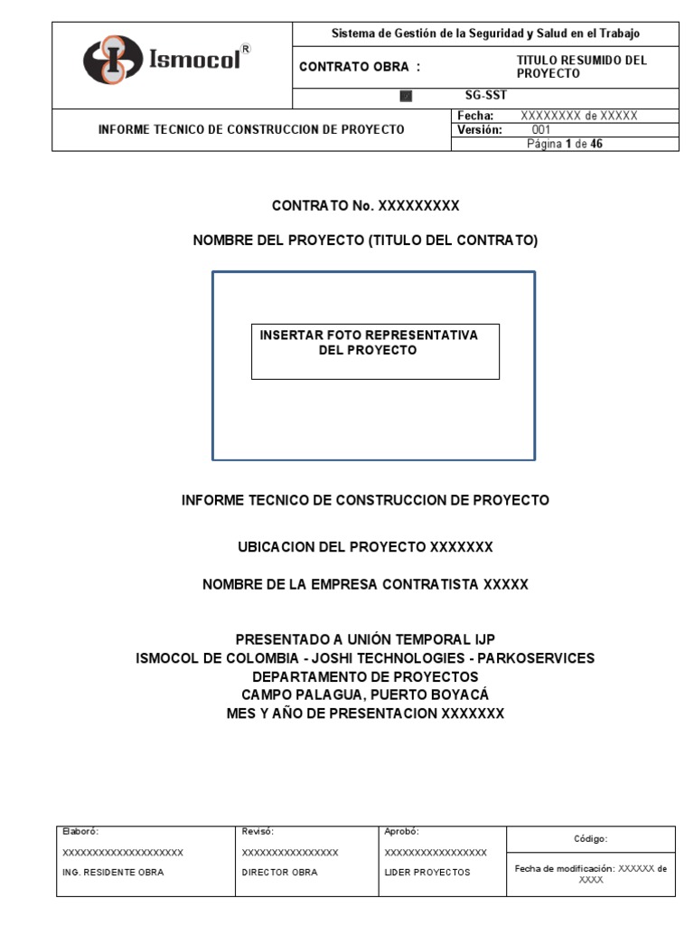 ANEXO 03 Formato Modelo Informe Tecnico de Construccion Proyectos para  Contratistas | PDF | Fundación (Ingeniería) | Sectores Economicos
