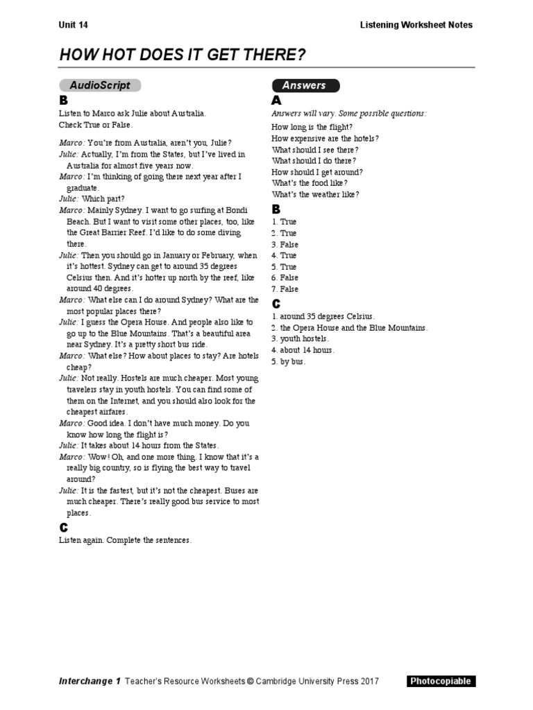 How Hot Does It Get There? Audioscript PDF