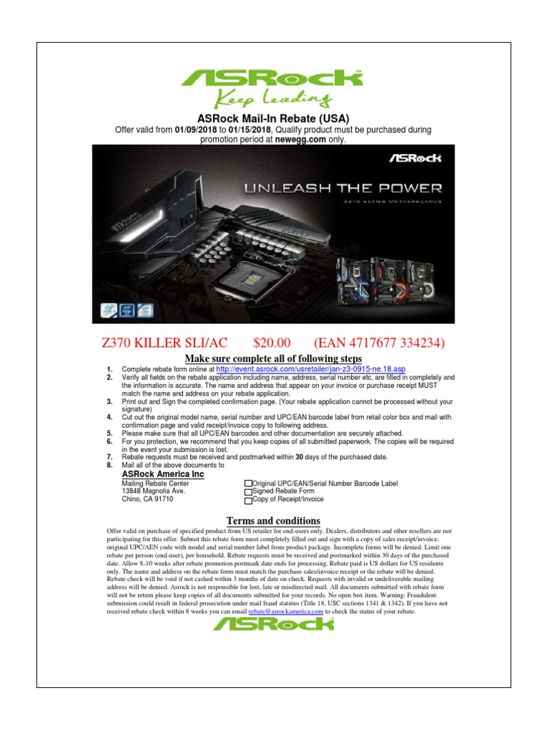 ASRock Rebate Instructions for Buyers | PDF | Rebate (Marketing ...