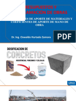 Presupuestos Y Programación de Obras: Coeficientes de Aporte de Materiales Y Coeficientes de Aporte de Mano de Obra