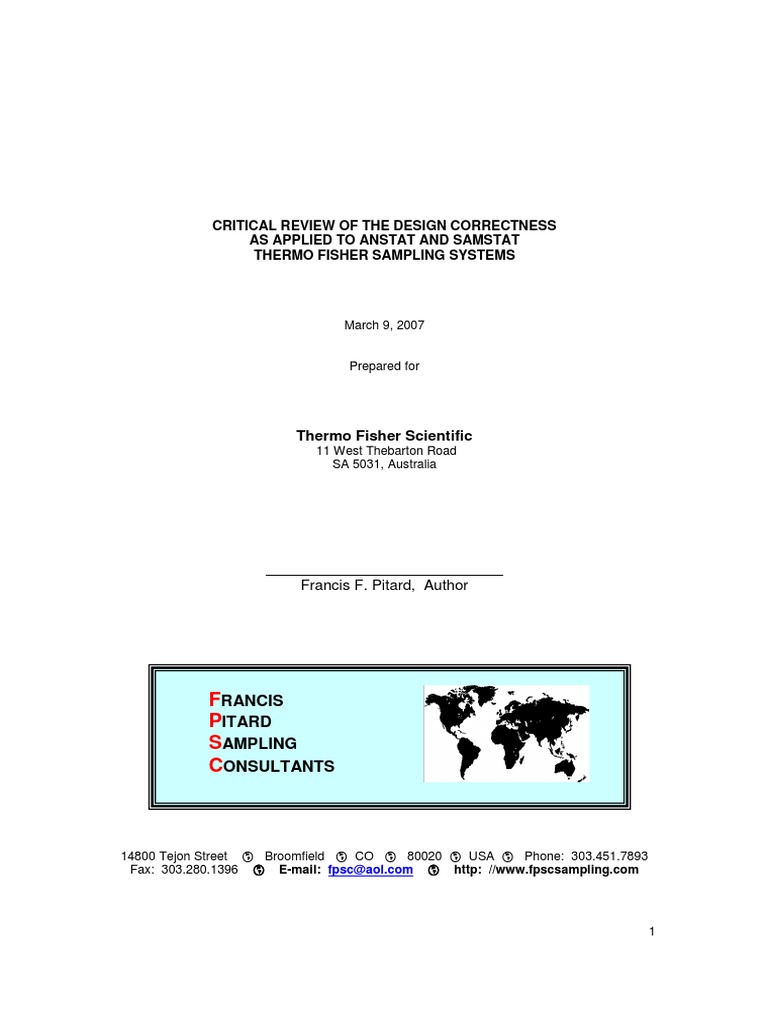 Francis Pitard Report 2007 | PDF | Sampling (Statistics) | Experiment