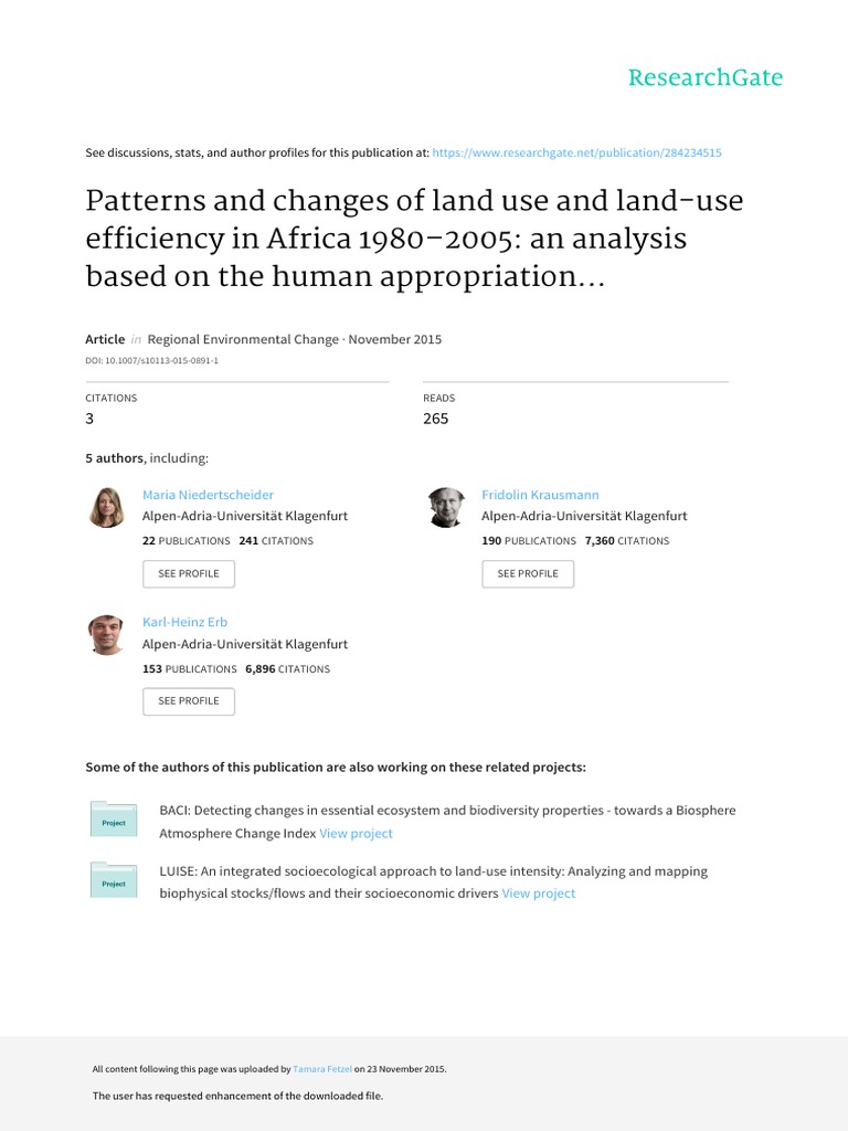 Patterns and Changes of Land Use and Land-Use Efficiency in Africa 1980 ...