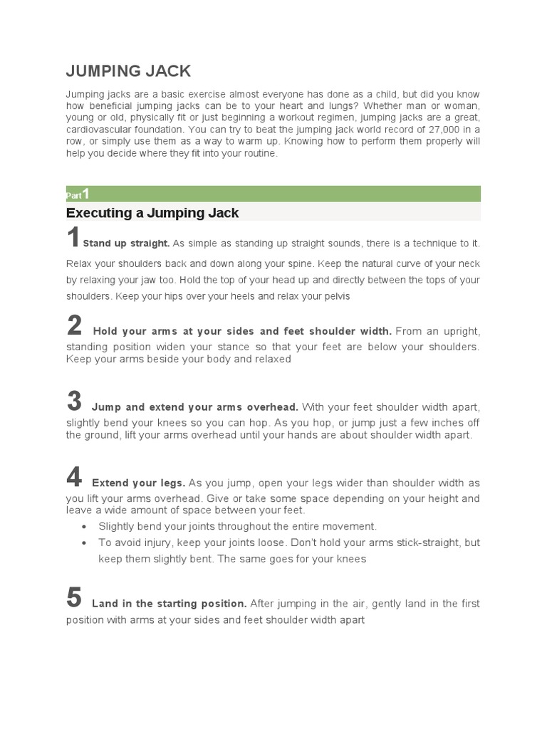 Executing A Jumping Jack | PDF | Foot | Aerobic Exercise