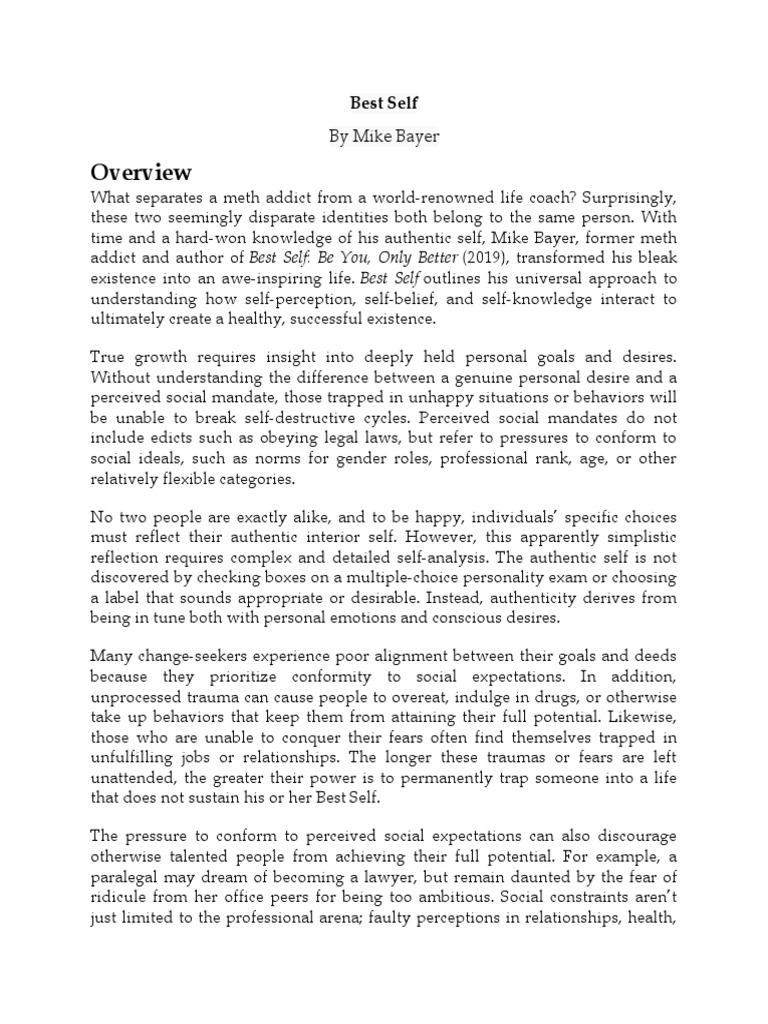 By Mike Bayer: Best Self PDF Self Insight