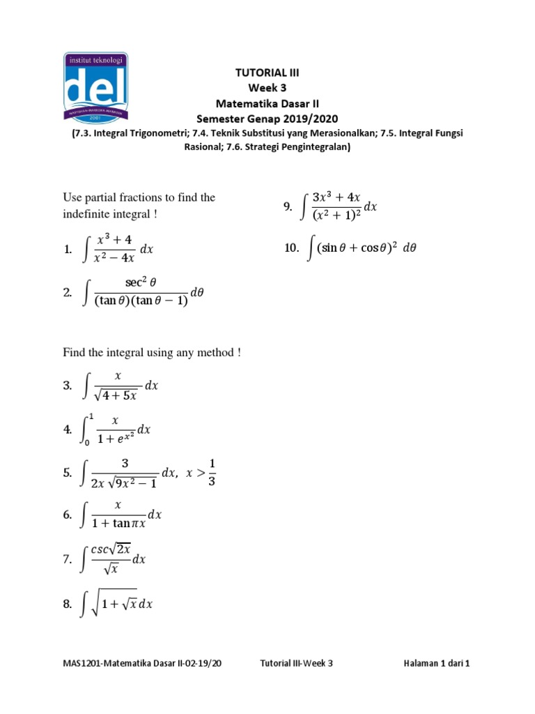 Integral Techniques in Calculus Tutorial | PDF