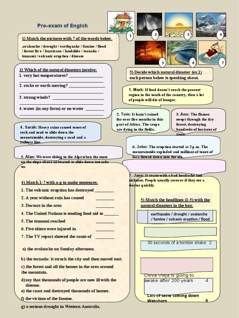Natural Disasters Pre Exam 2nd Grade PDF | PDF | Natural Disasters ...