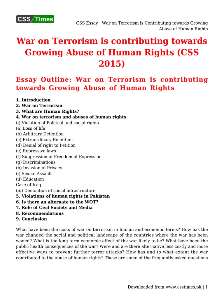 Css essay war on terrorism is contributing towards growing abuse of