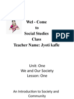 Wel - Come To Social Studies Class Teacher Name: Jyoti Kafle