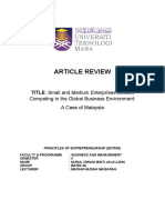 Article Review: Title: Small and Medium Enterprises (Smes)