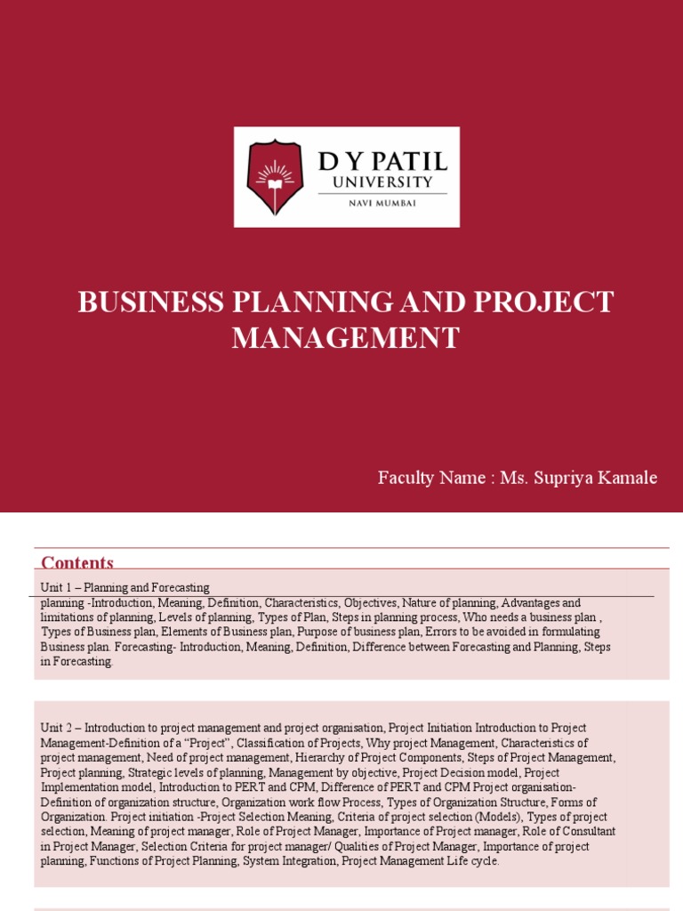 BBA Project Management 6th Sem Notes | PDF | Project Management ...