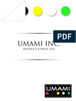 Umami Inc.: Product & Price List