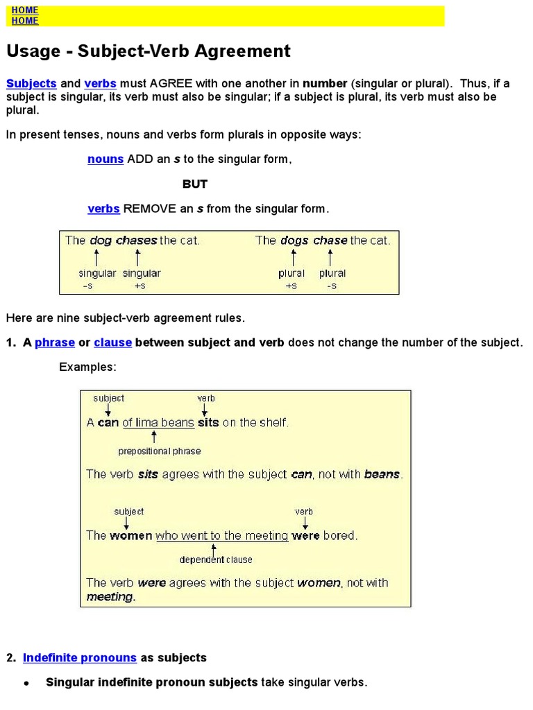 Subject-Verb Agreement | PDF | Grammatical Number | Verb