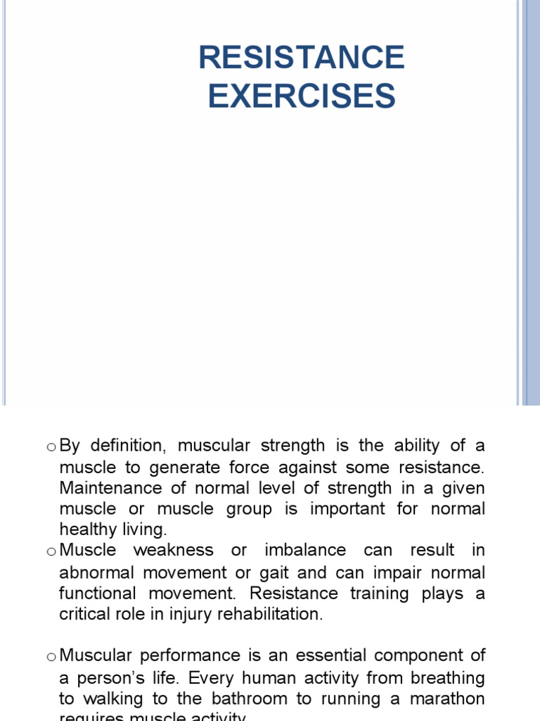 Principles and Benefits of Resistance Exercise | PDF | Strength ...