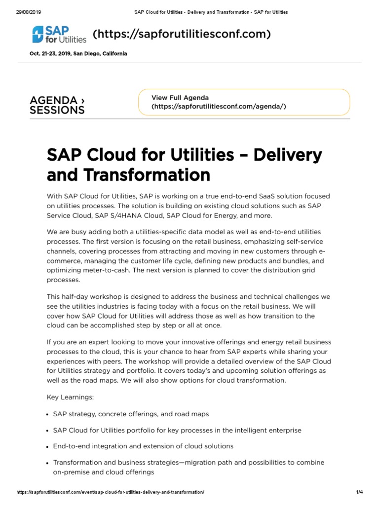 SAP Cloud For Utilities Delivery and Transformation SAP For