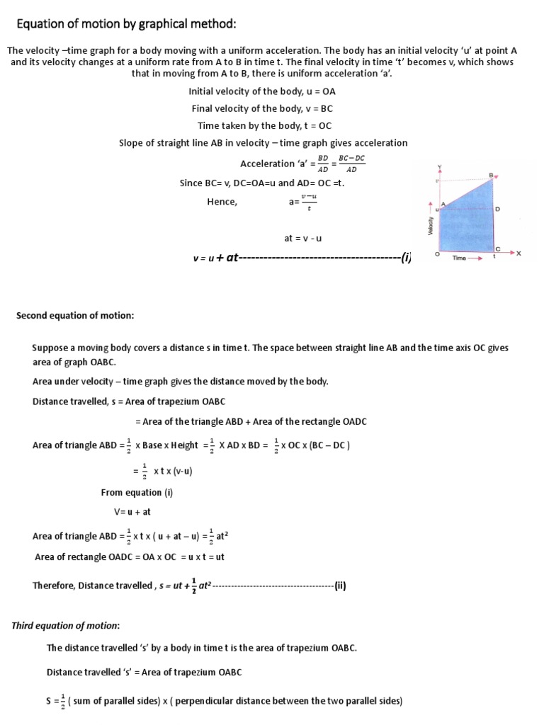 Equation of Motion by Graphical Method | PDF | Acceleration | Equations ...