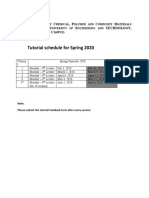 Tutorial Schedule For Spring 2020: D C, P C M E, U E Technology, Lahore (KSK C)