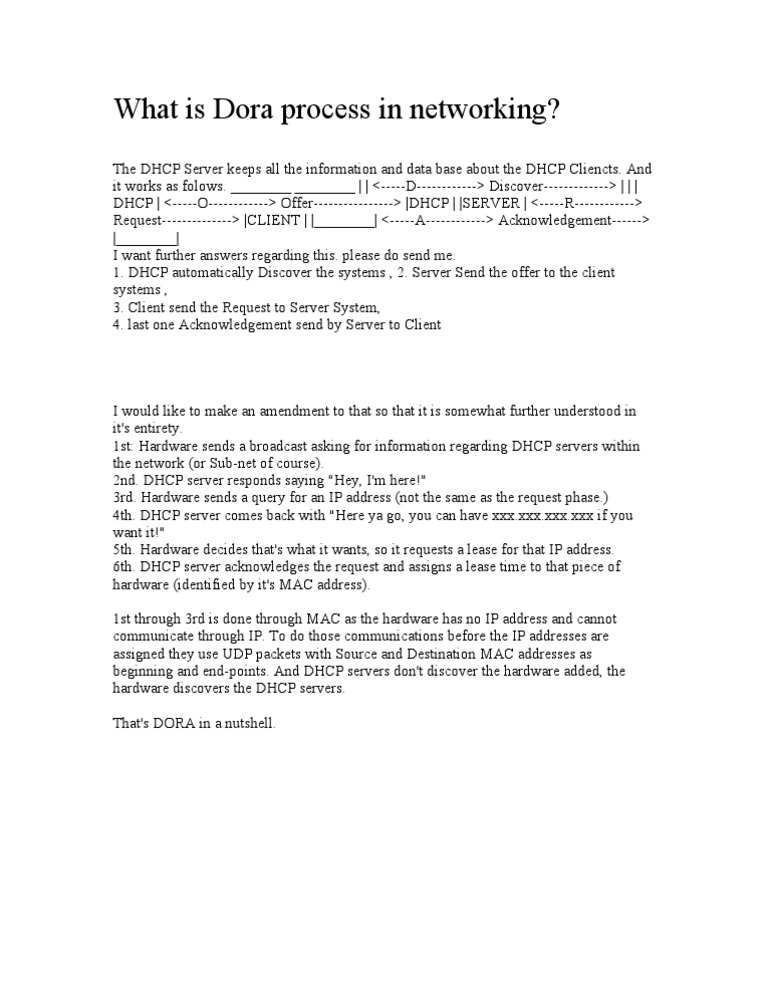 Understanding the DORA Process in DHCP | PDF