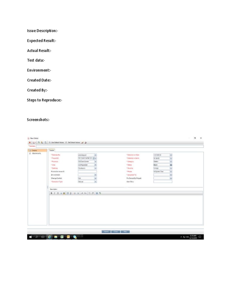 Issue Description:-Expected Result: - Actual Result: - Test Data ...
