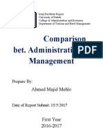 Comparison Bet. Administration & Management: Ahmed Majid Mehlo