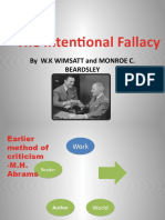 The Intentional Fallacy: by W.K Wimsatt and Monroe C. Beardsley