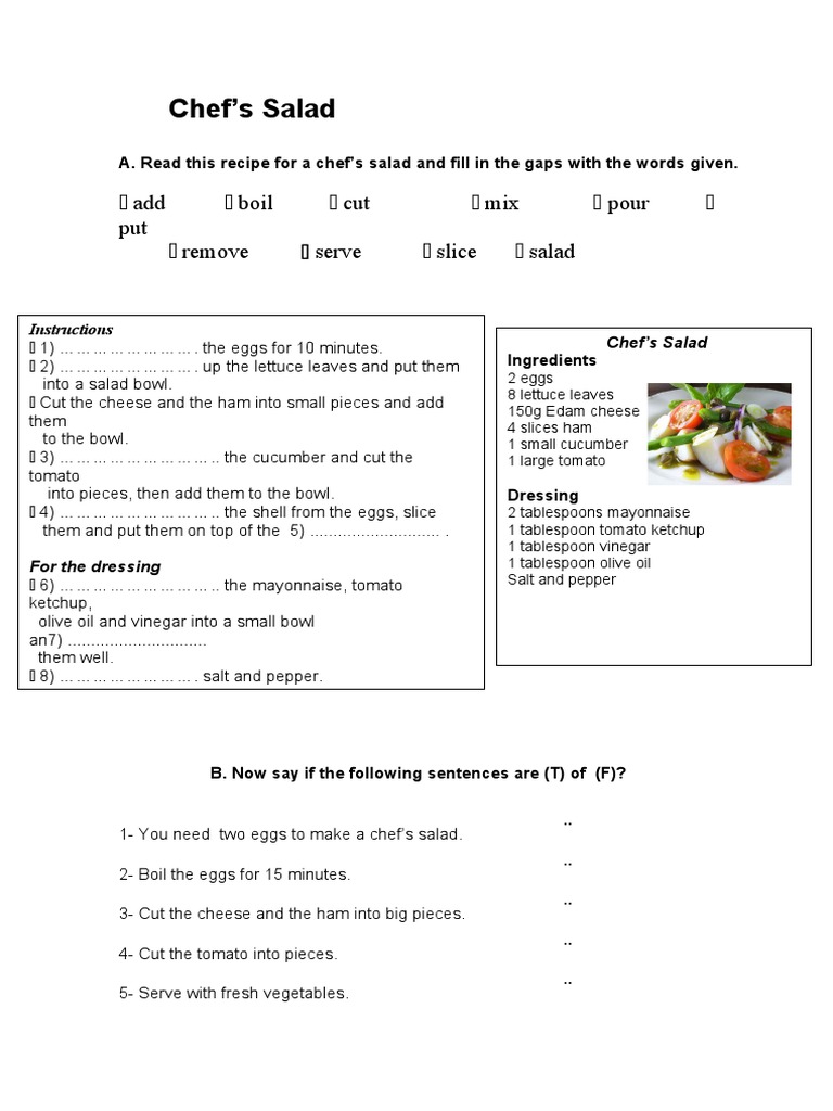 Chefs Salad Activities Promoting Classroom Dynamics Group Form