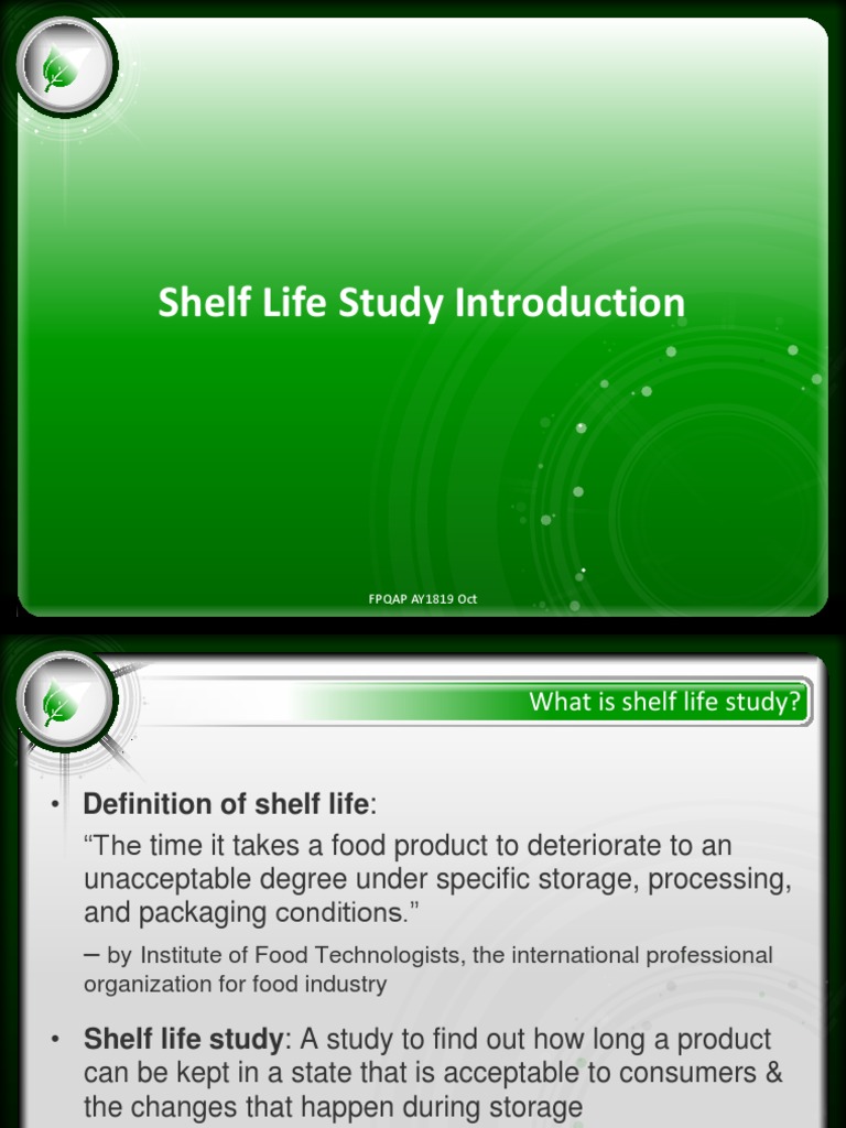 Shelf Life Study Introduction - AY1819 | PDF | Shelf Life | Packaging ...