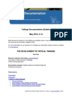 College Documentation Bulletin May 2015, # 14: The Development of Critical Thinking