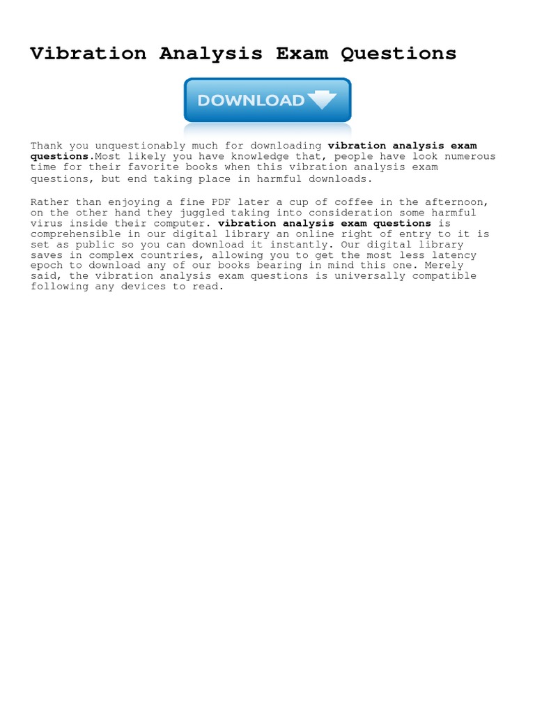 Vibration Analysis Exam Questions PDF