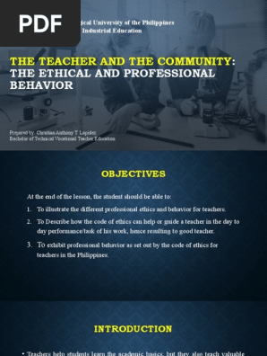 The Teacher And Community The Ethical And Professional Behavior Pdf Teachers Teaching Method