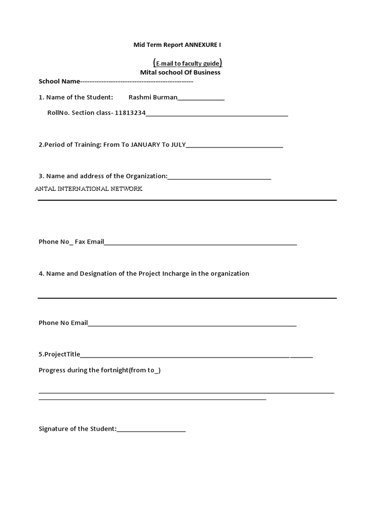 Mid Term Internship Assessment Report | PDF | Learning | Behavior ...
