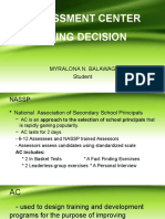 Assessment Center Hiring Decision: Myralona N. Balawag Student