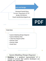 CSE-313 System Analysis and Design: Mohammad Shariful Islam Lecturer, Department of CSE Mobile: 01747612143