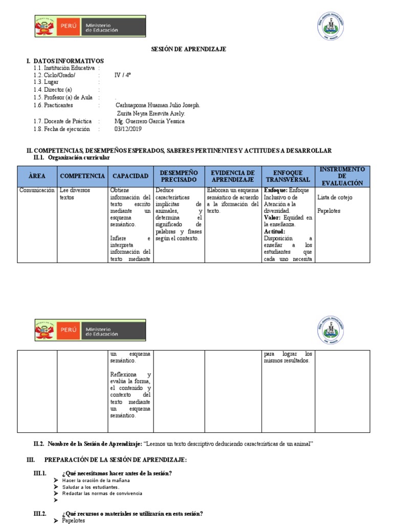 Sesion #01 Cuarto Grado | PDF | Evaluación | Aprendizaje