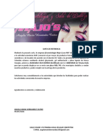 Carta de referencia para venta de productos cosméticos y desplazamiento en moto