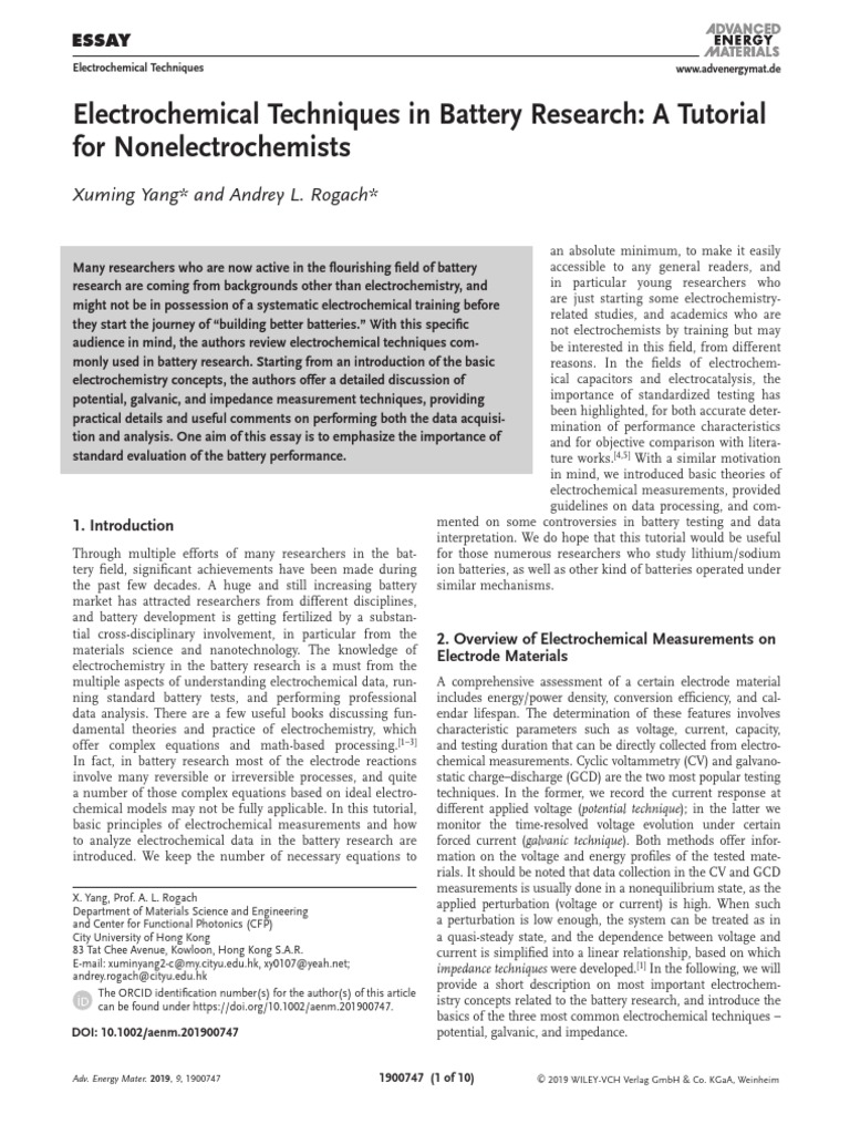 Electrochemical Techniques in Battery PDF Electrochemistry Capacitor