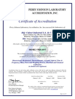 Certificate of Accreditation: Perry Johnson Laboratory Accreditation, Inc