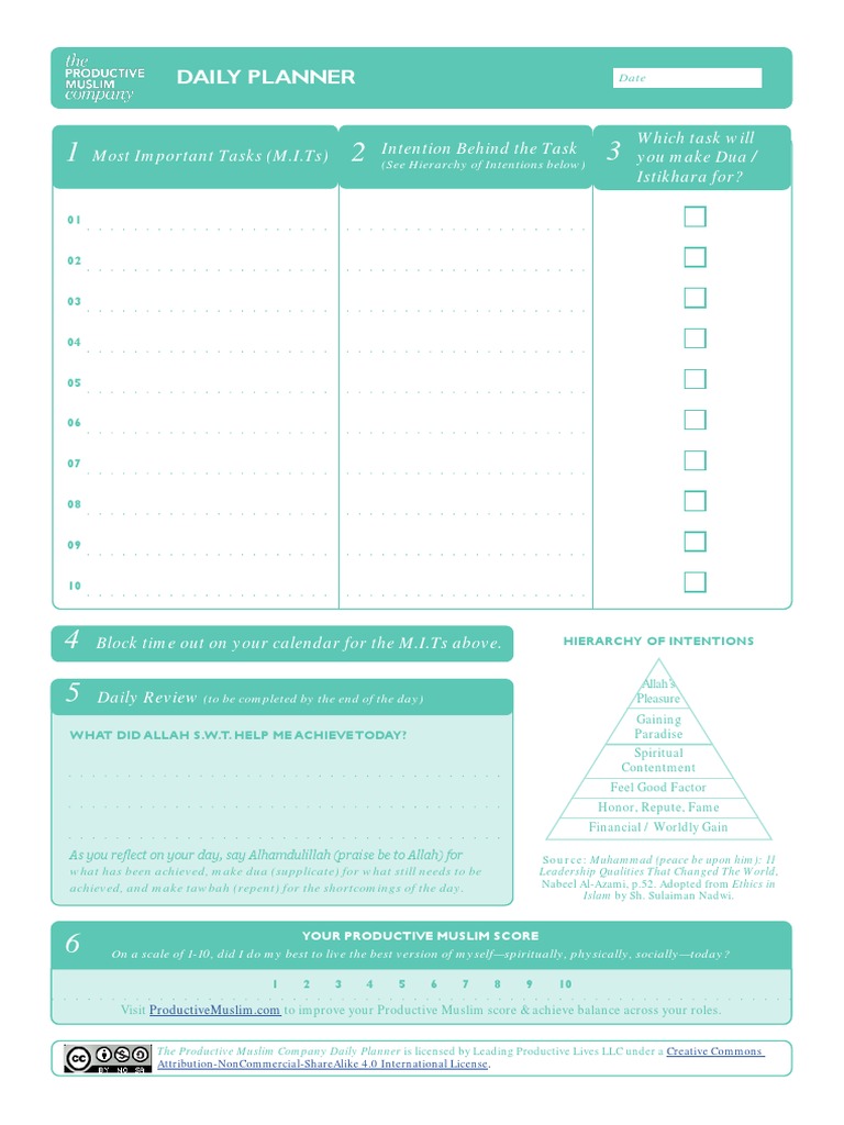 Productive Muslim Daily Planner | PDF | Prayer | Semitic Words And Phrases