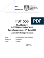 Practical 7: Determination of Ash Date of Experiment: 15 June 2020 Laboratory Group: Tuesday