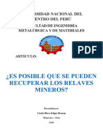 Es posible recuperar los relaves mineros