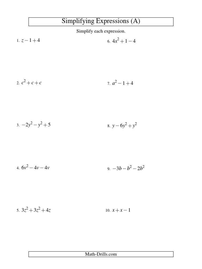 Simplifying Algebraic Expressions Guide | PDF
