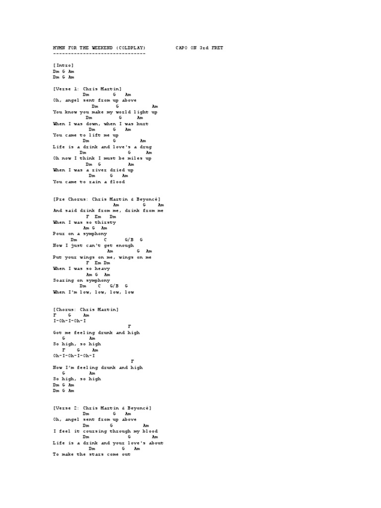 Hymn For Weekend | PDF | Pop Songs | Musical Forms