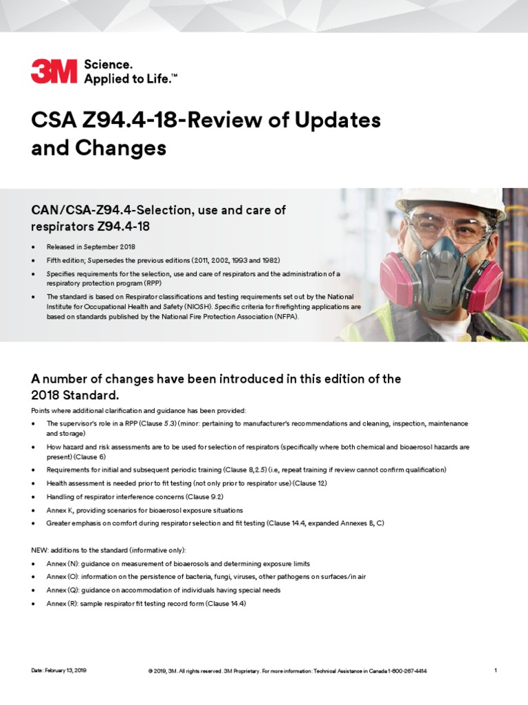 CSA Z94-4 2018 Update Summary 181113418 | PDF | Safety | Labor