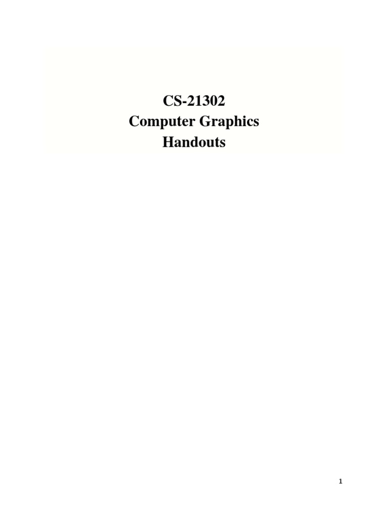 Computer Graphics - Handouts | PDF | Euclidean Vector | 2 D Computer ...
